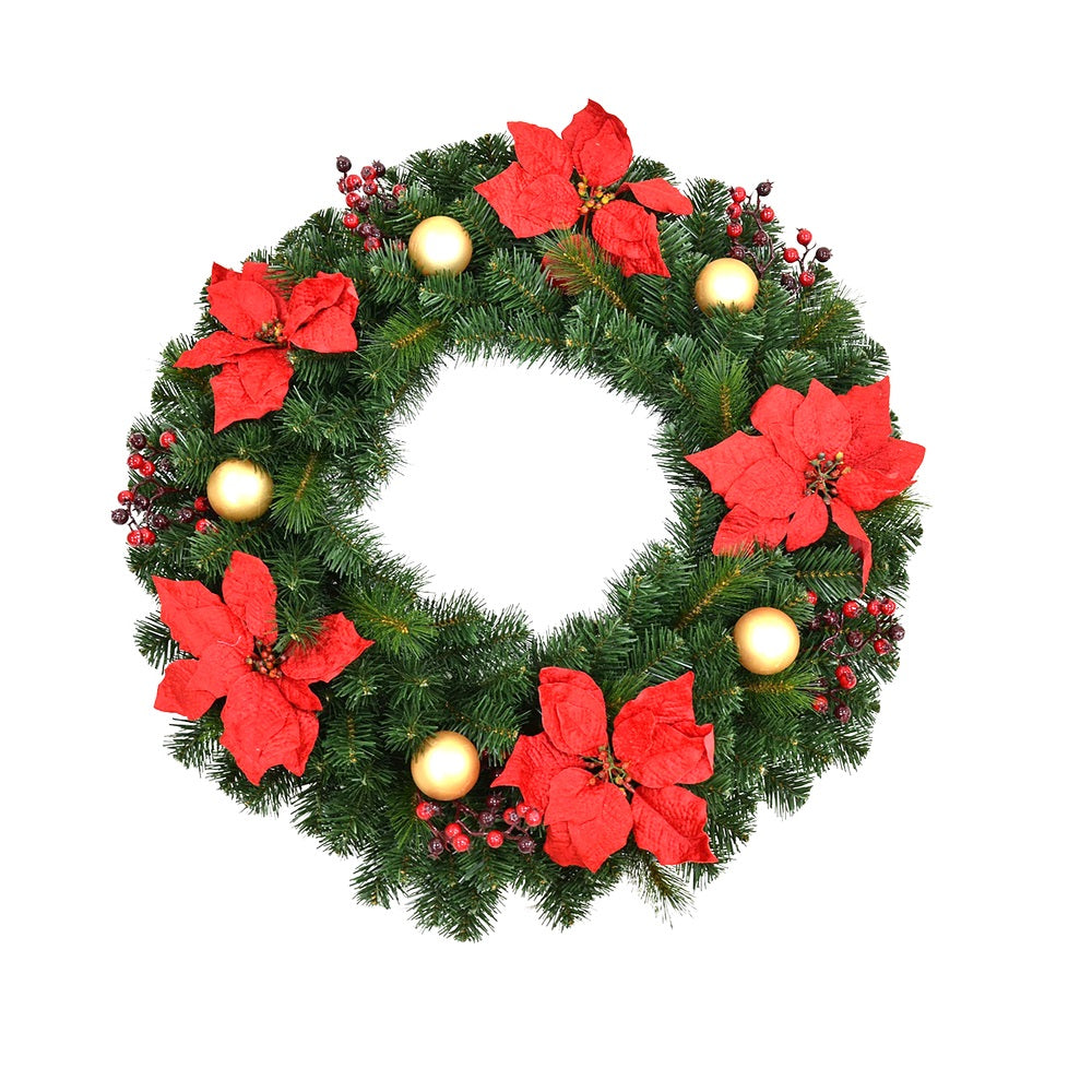 Platinum DPCSWR-30BO-WWA Celebrations LED Decorated Poinsettia Christmas Wreath