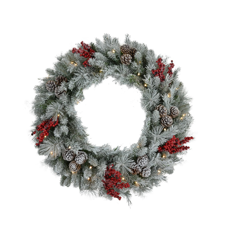 Celebrations SFRBWR-30BO-WWA Prelit LED Christmas Wreath, 30 inch