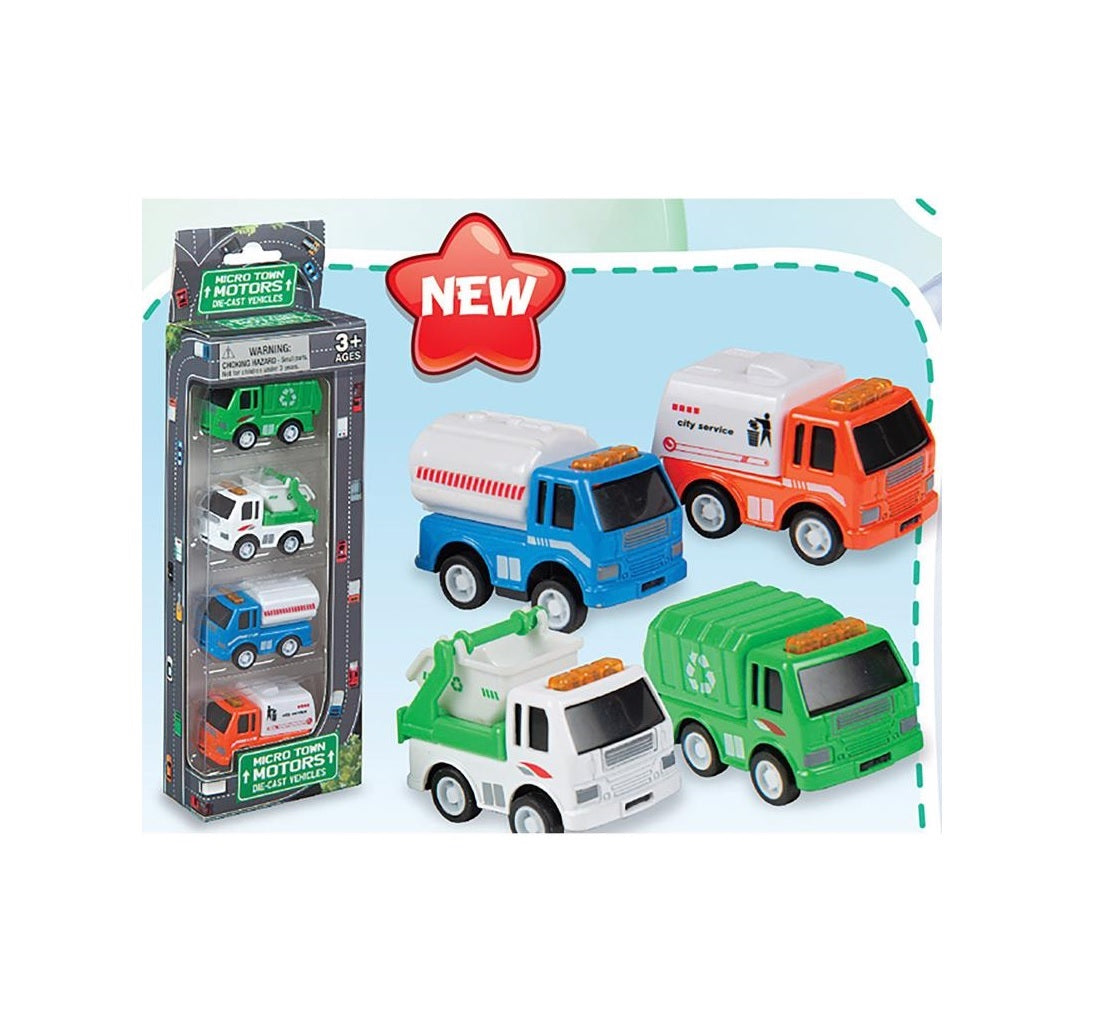 Playmaker Toys 11615 Die-Cast Car Pack City Trucks, Die Cast