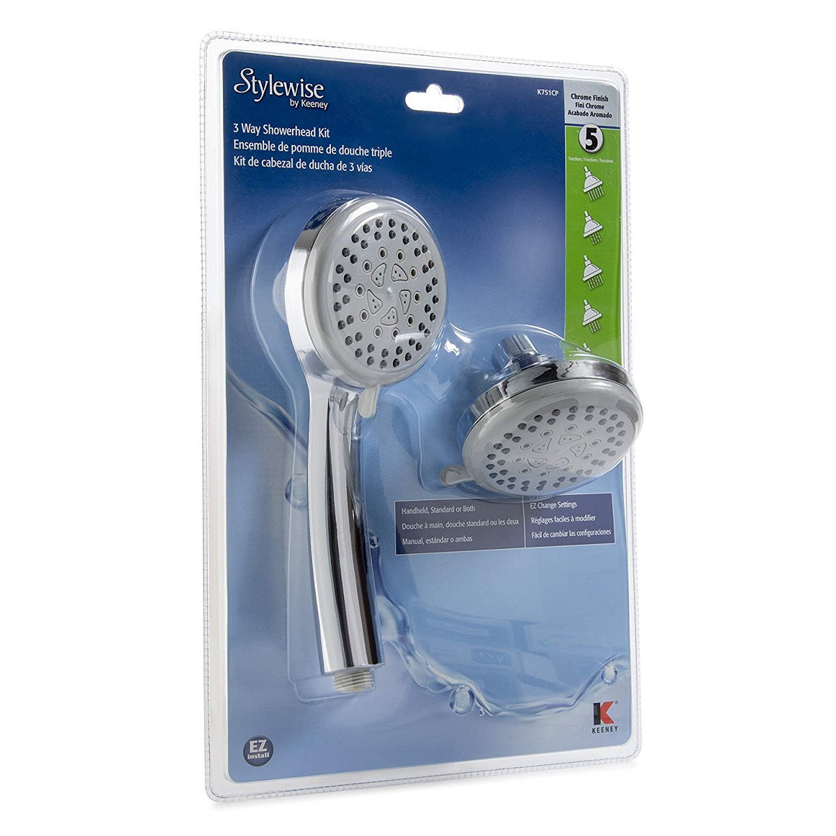 Plumb Pak K751CP Stylewise 5-Function Head and Hand Shower Kit, Polished Chrome