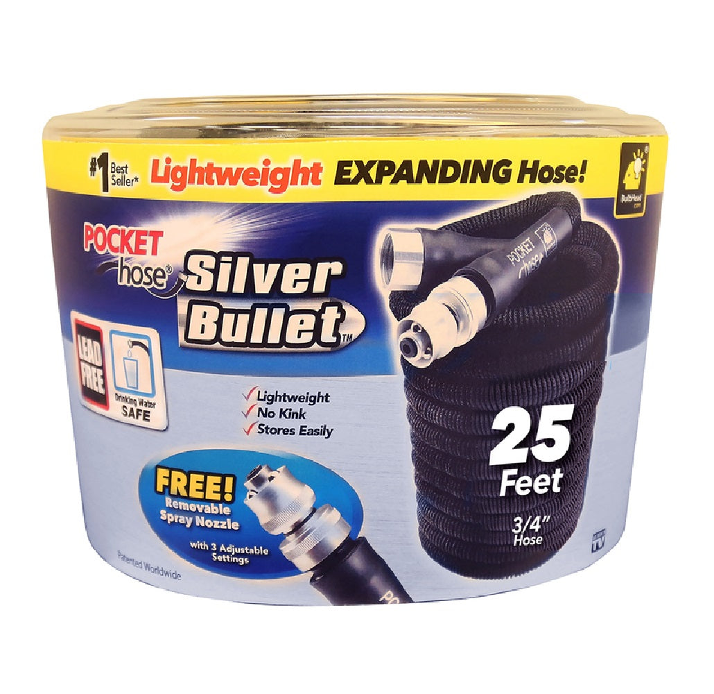 Pocket Hose 13643-6 Silver Bullet Expanding Garden Hose, Fabric, Black