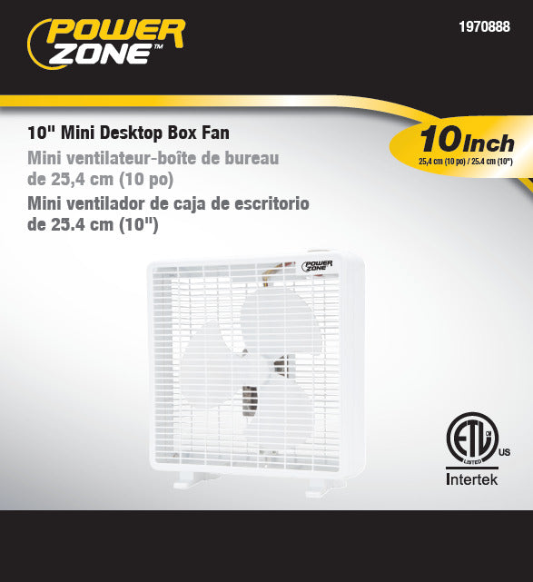 PowerZone F-1022 Box Fan, 3-Speed, White