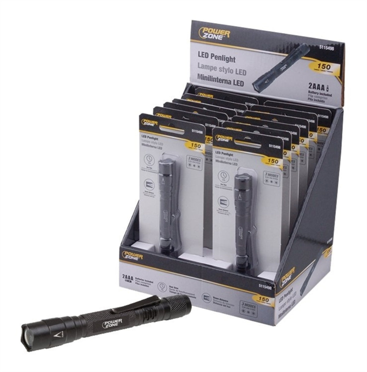 PowerZone F12001 LED Pen Flashlight, 150 Lumens