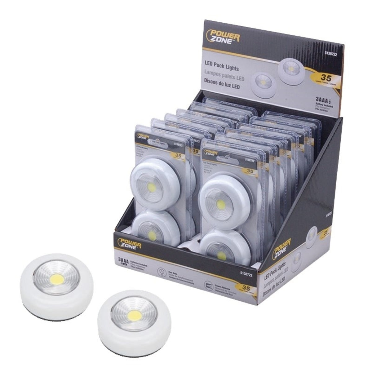 PowerZone F12004 LED Wireless Pucklight Set, 35 Lumens