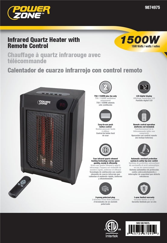Power Zone HT1195 4 Element Infrared Heater, 1500 W