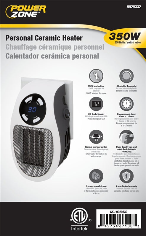 Power Zone MH-04 Ceramic Wall Heater, 350 W