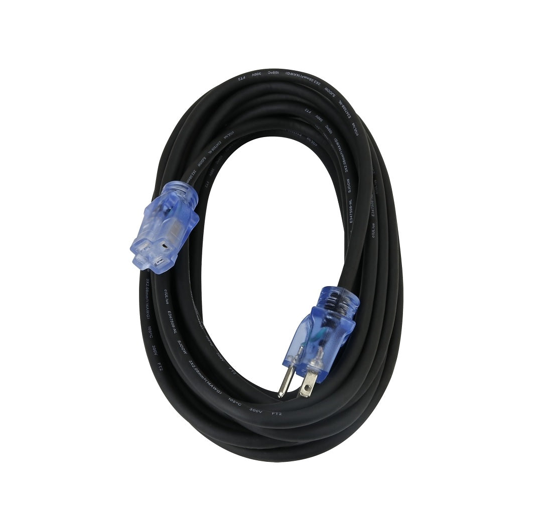 PowerZone OREC732725 Extension Cord, 15 A, 125 V, Black