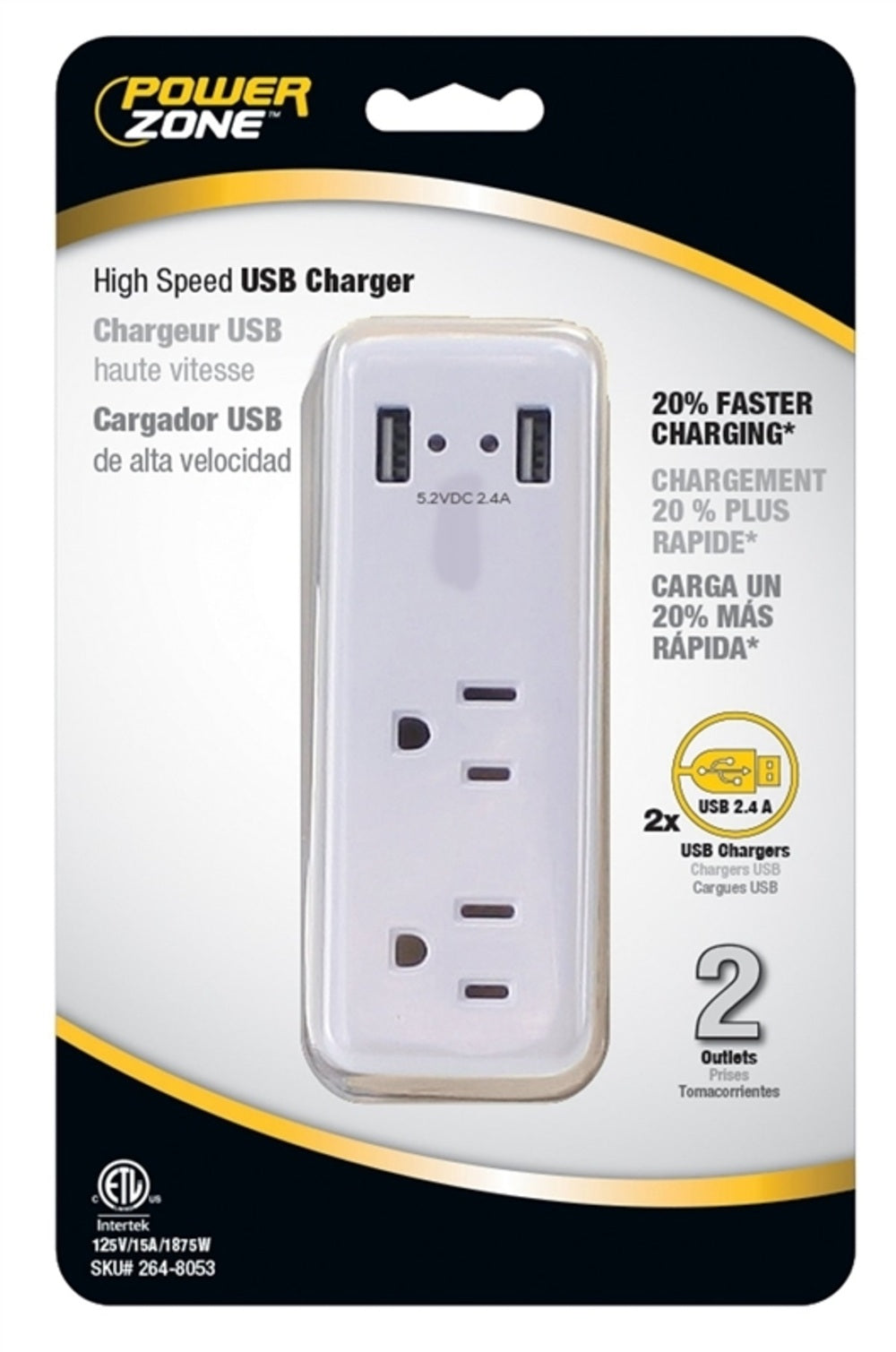 PowerZone ORUSB242 USB Charger, 2 Outlets