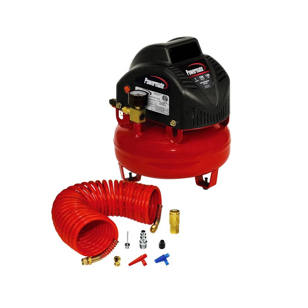 Pankcake Compressor Powermate VNP0000101.01 Pancake Portable Air Compressor Kit, 120 Volt ...