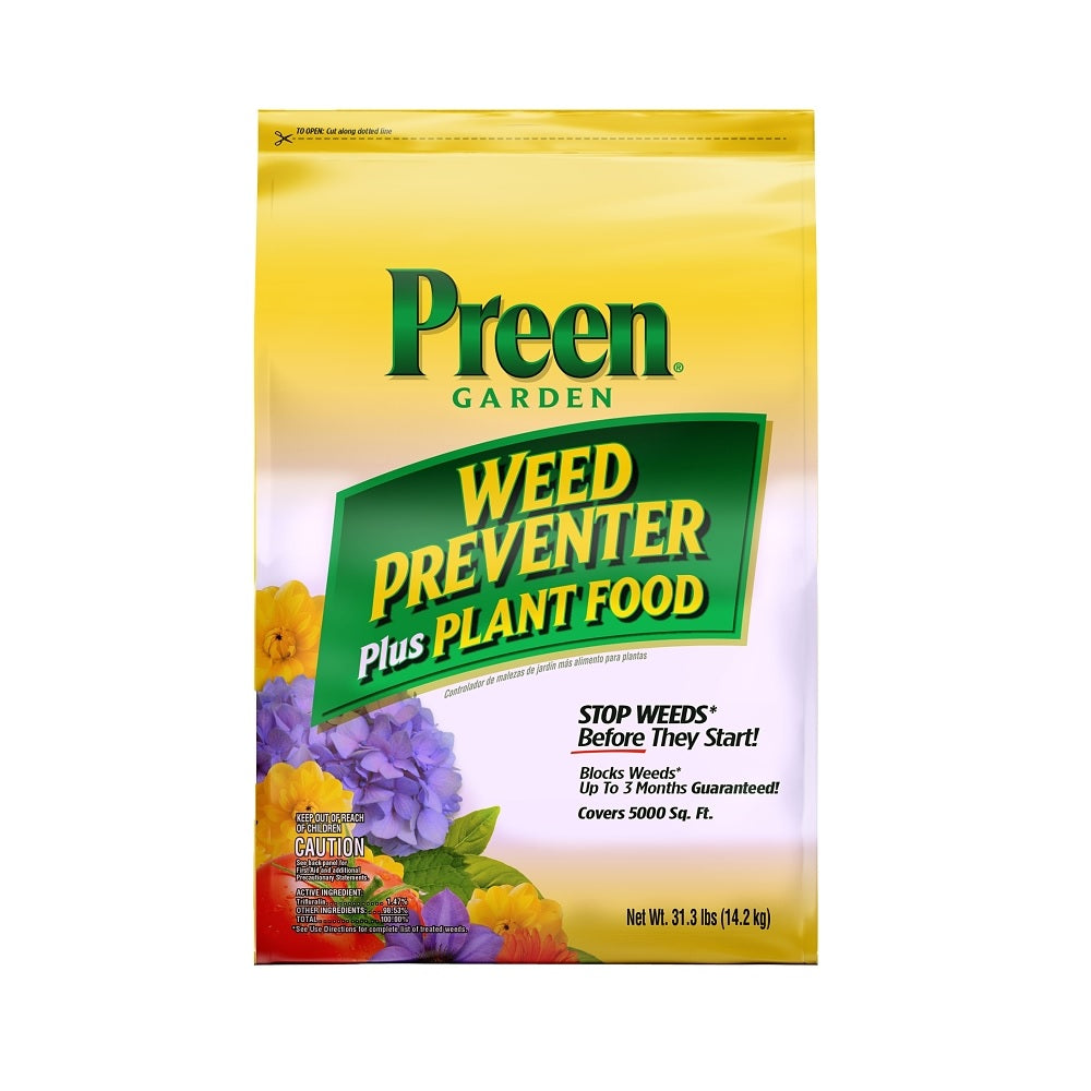 Preen 21-64256 Weed Preventer Plus Plant Food, 31.3 Lbs