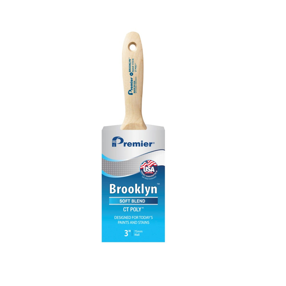 Premier 17314 Brooklyn Beavertail Varnish Wall Paint Brush, 3 Inch