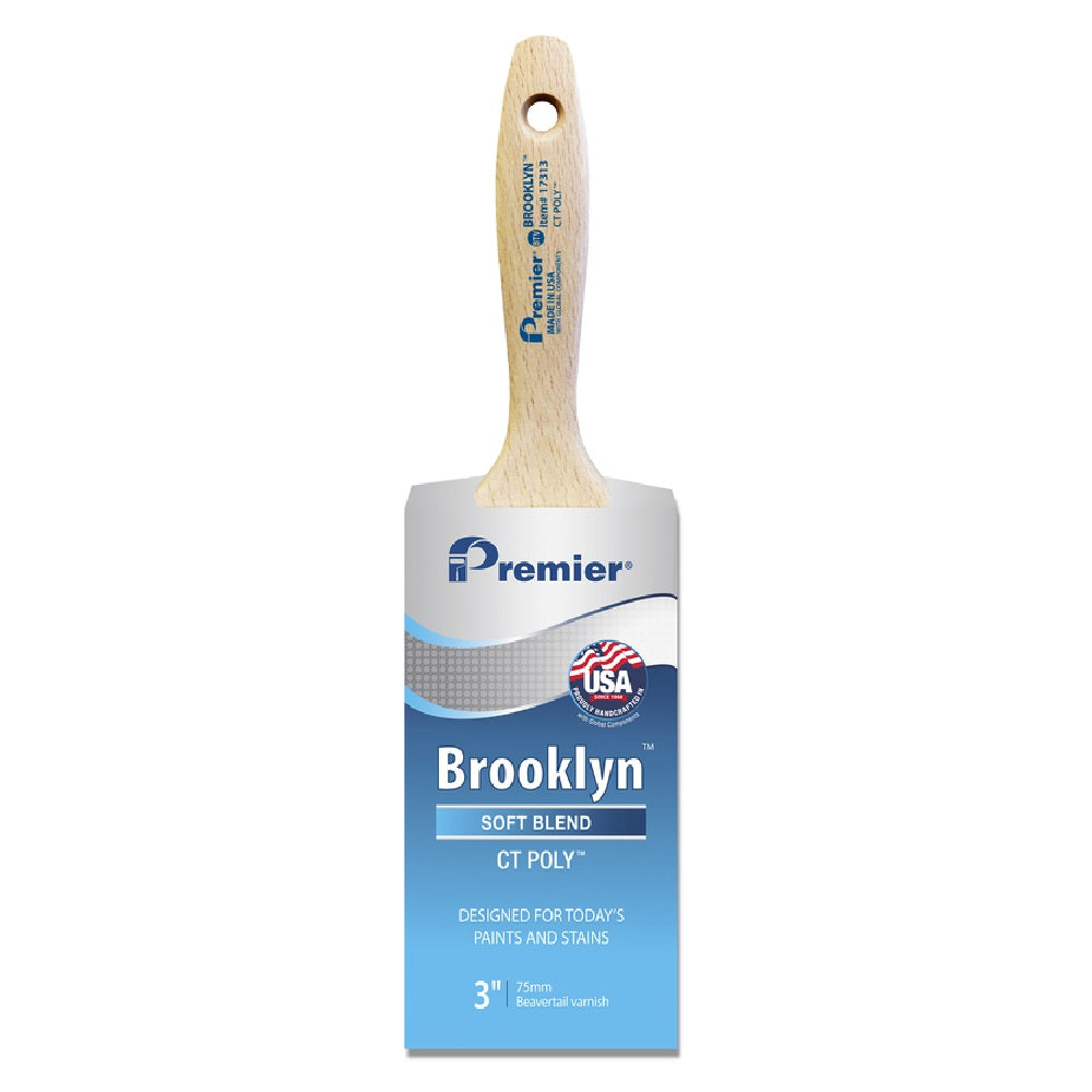 Premier 17313 Brooklyn Soft Chiseled Paint Brush, Stainless Steel, 3 Inch