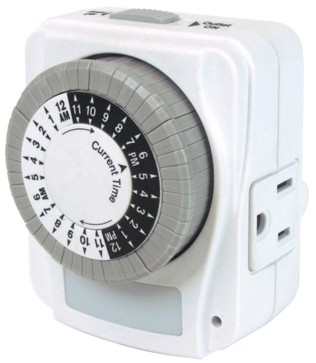 Prime Wire & Cable TNINL2412-RC 24 Hour Mechanical Timer With Nightlight, White