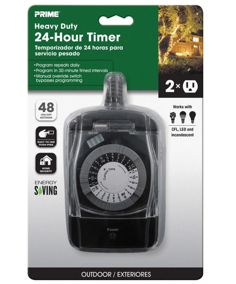 Prime Wire & Cable TNO24111-RC 24 Hour Mechanical Timer, Black