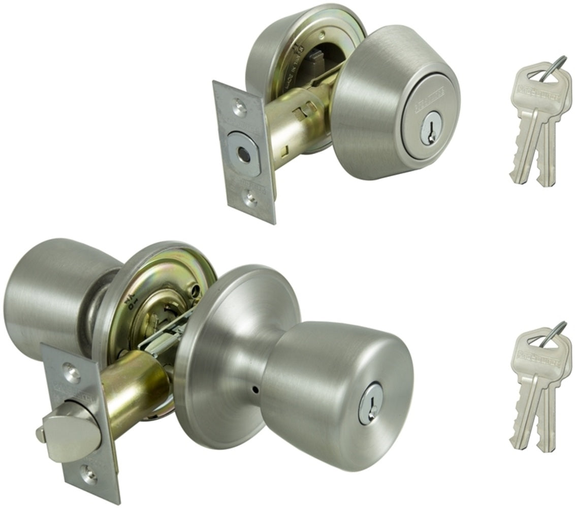 ProSource BS6B1-PS Combo Deadbolt And Knob Set, Stainless Steel