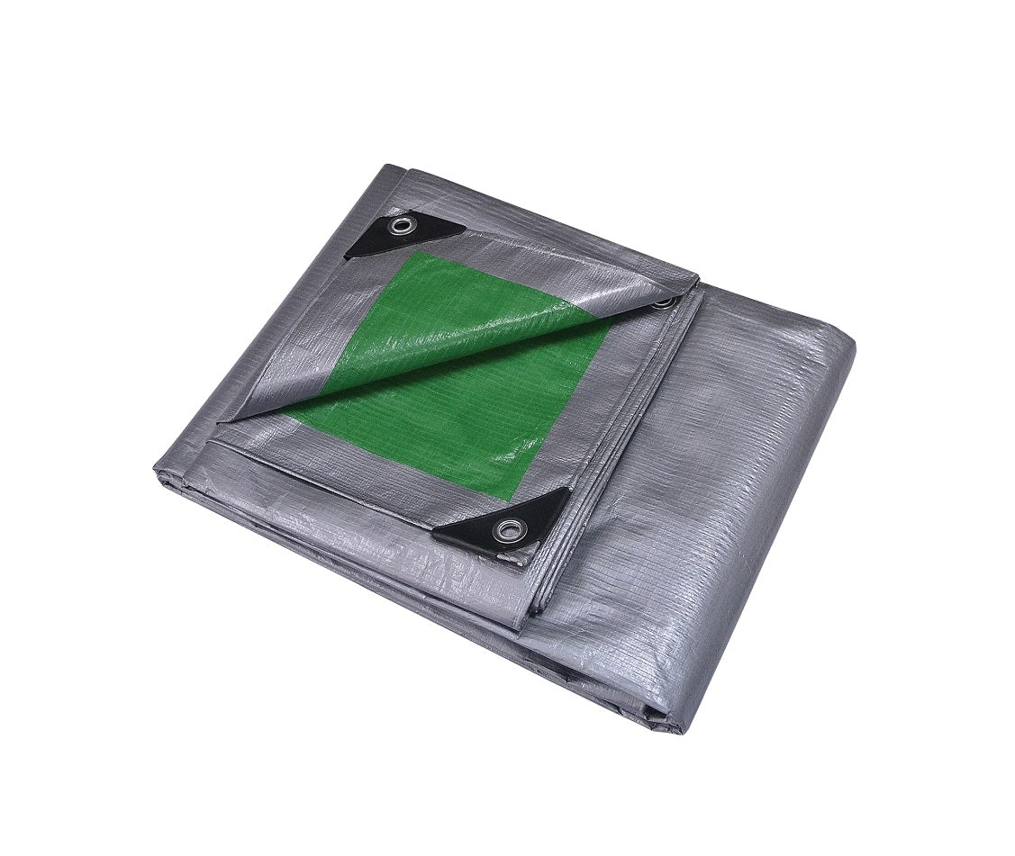 ProSource T1220GS140 Heavy-Duty Tarp, Polyethylene, Green/Silver