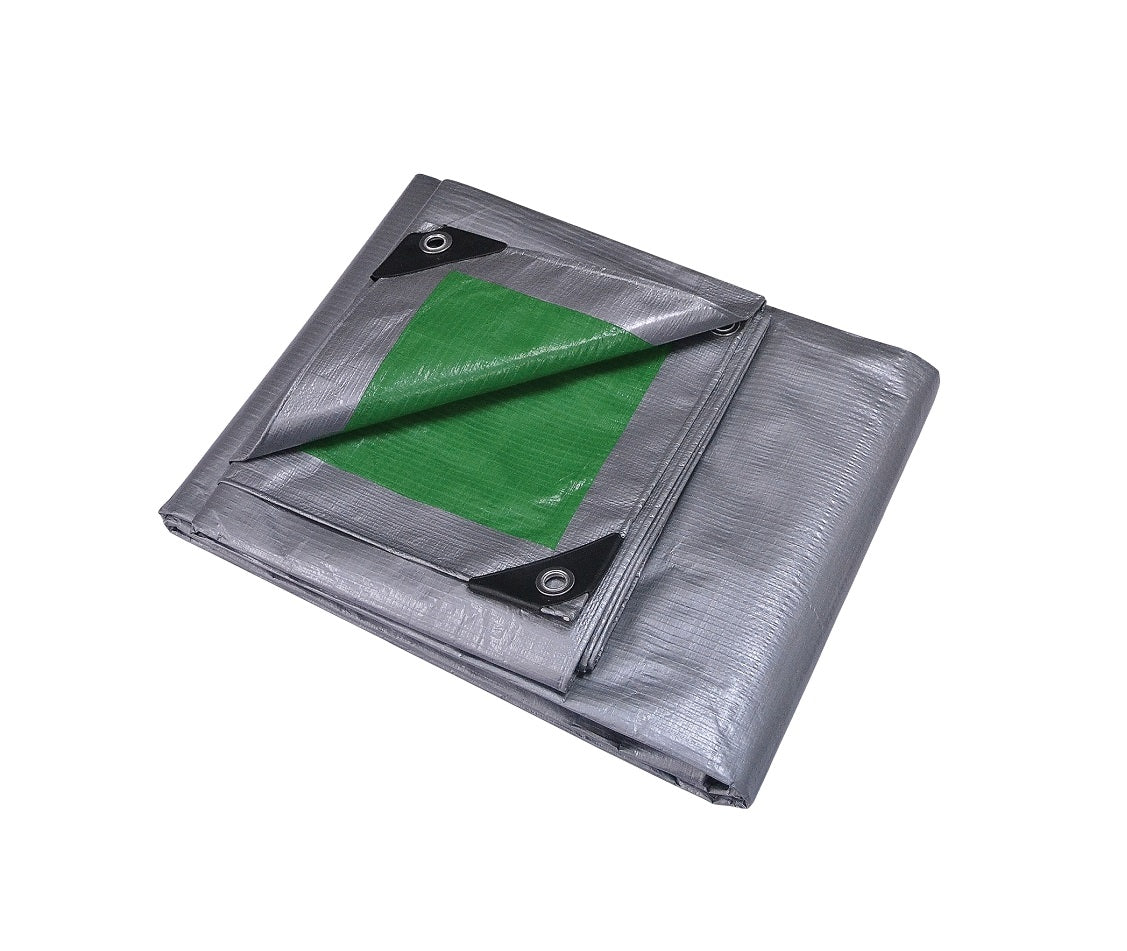 ProSource T1224GS140 Heavy-Duty Tarp, Polyethylene, Green/Silver