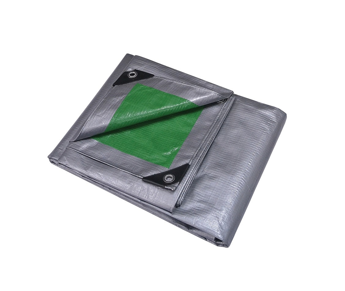 ProSource T1824GS140 Heavy-Duty Tarp, Polyethylene, Green/Silver