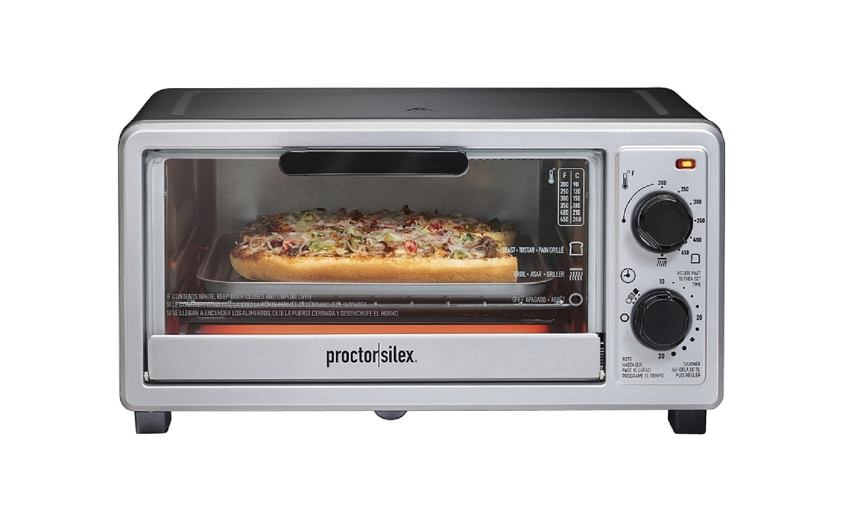 Proctor Silex 31260 Toaster Oven Broiler, 1100 W, Knob Control, Black