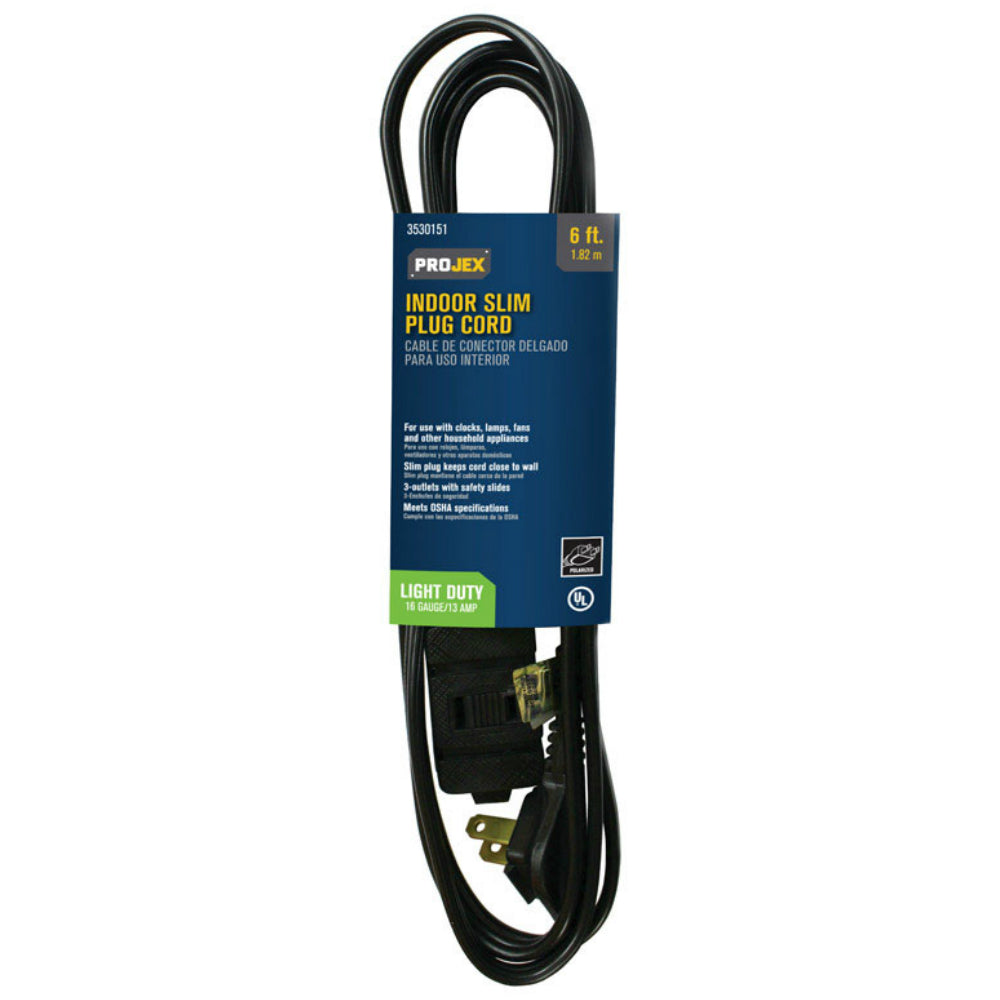 Projex FW-309-6FT/10P Indoor Extension Cord, Black