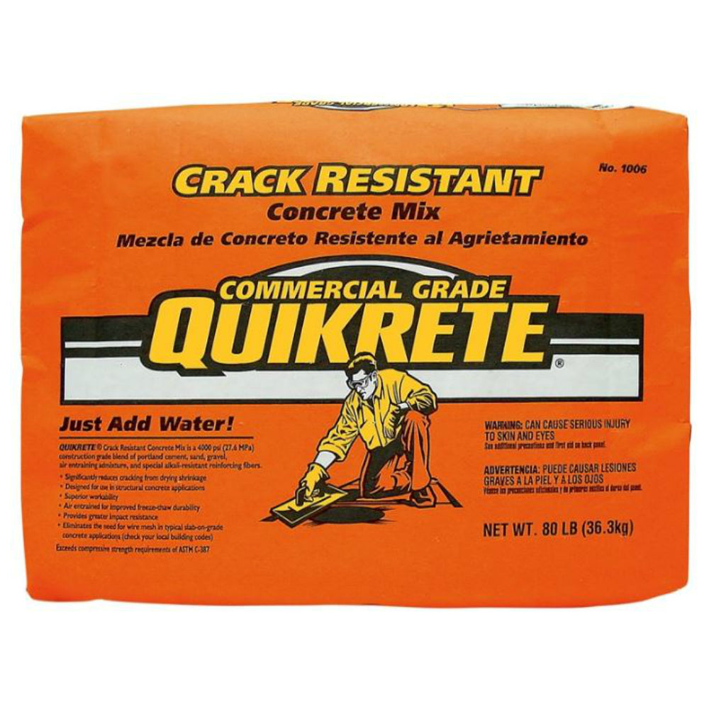 Quikrete 100680 Crack Resistant Concrete Mix, 80 Lb