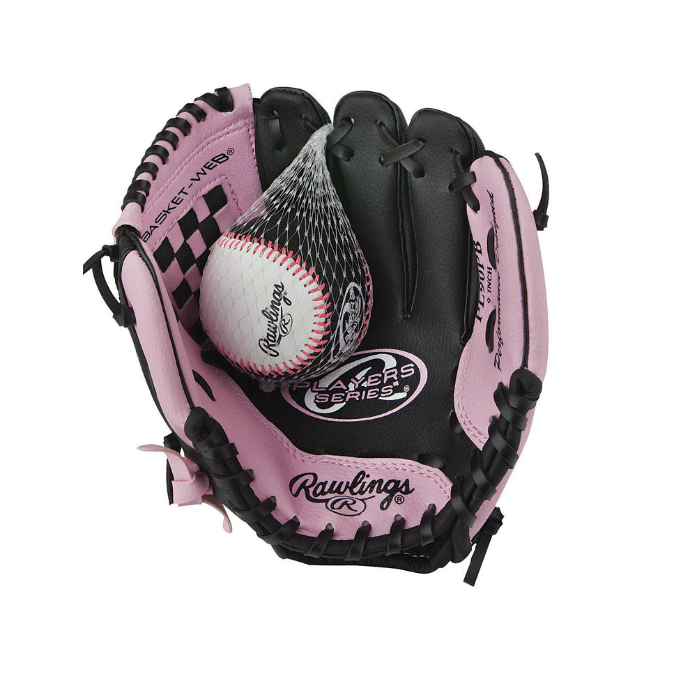 Rawlings PL91PP-12/0 Player Series Baseball Glove, Black/Pink