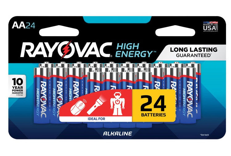 Rayovac 815-24LTJ AA Alkaline Batteries, 1.5 volts, Set of 24