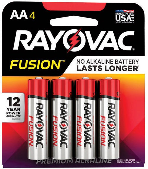Rayovac 815-4TFUSK Fusion AA Alkaline Batteries, 1.5 Volts