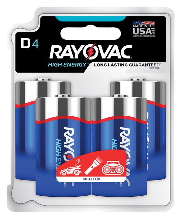 Rayovac 813-4TK  D Alkaline Batteries, 1.5 volts