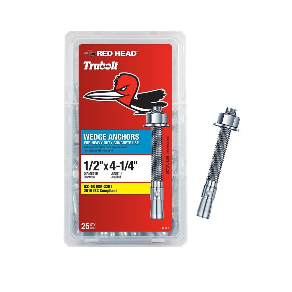 Red Head 12372 Tru Bolt Hex Head Wedge Anchor, 1/2 Inch x 4-1/4 Inch