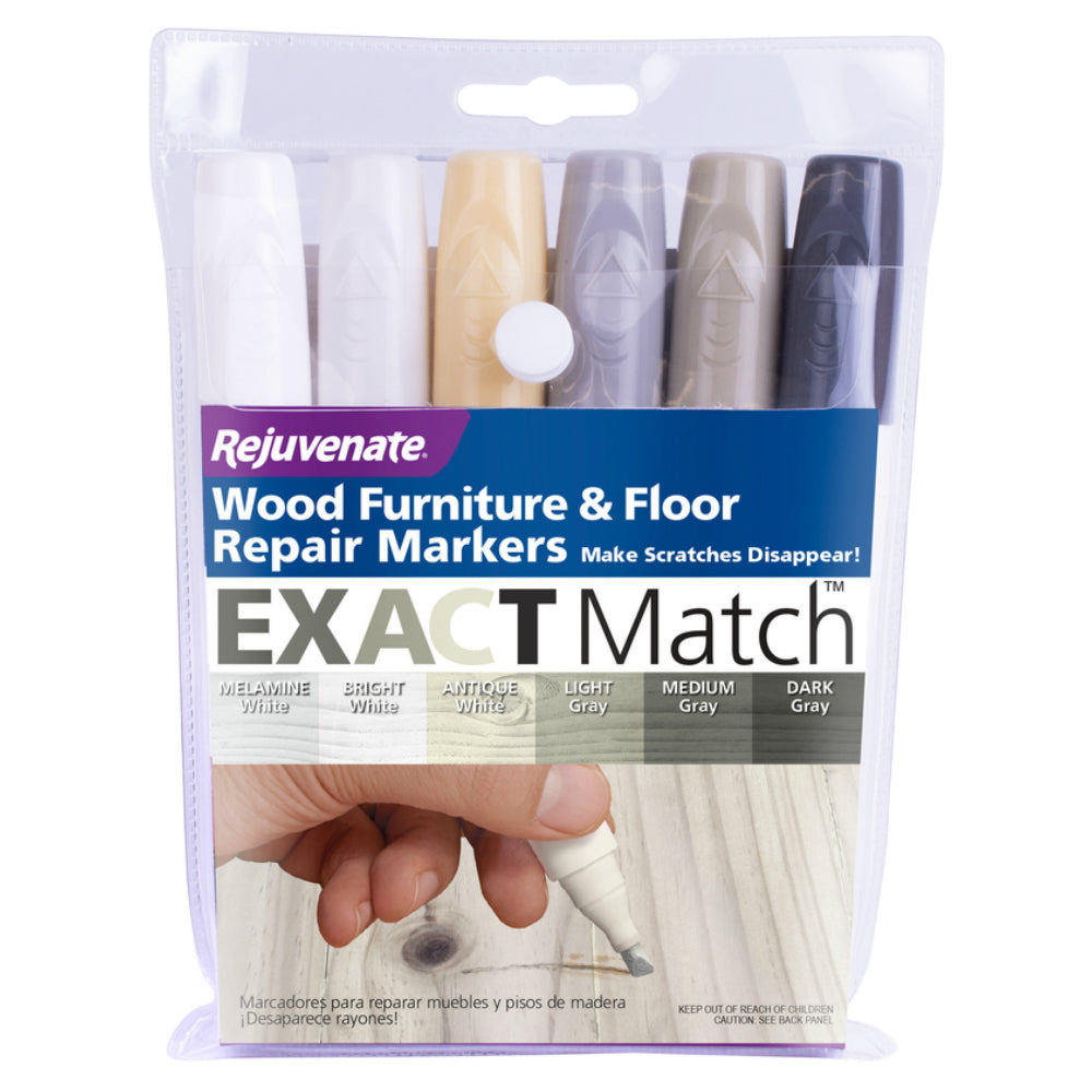 Rejuvenate RJ6WGWM Wood Furniture & Floor Repair Markers, Grey/White