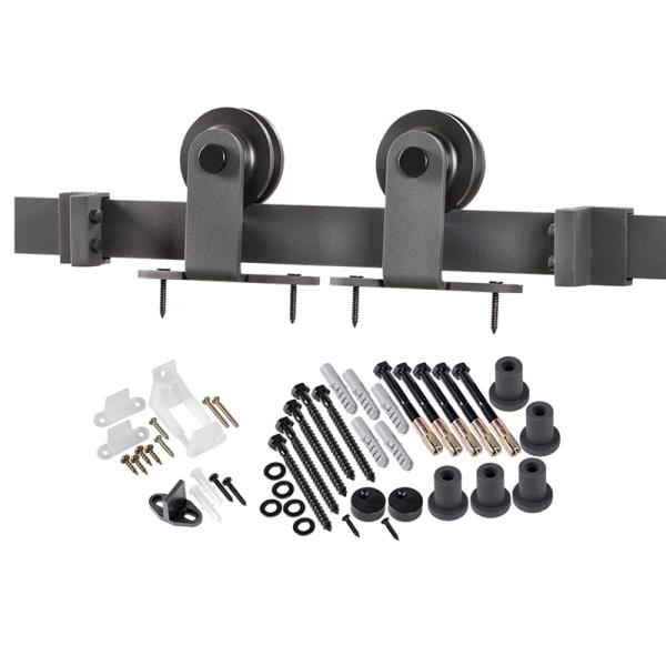 Renin BD101K-78 Straight Strap Barn Door Hardware Kit, Matte Black