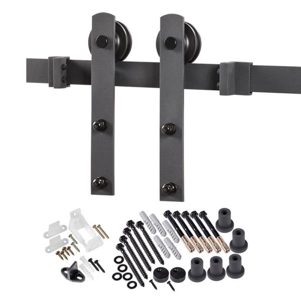 Renin BD102K-78 Bent Strap Barn Door Hardware Kit, Matte Black