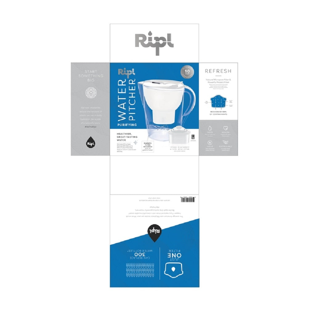 Ripl 55388 Water Filter Pitcher, Clear, 10 Cup