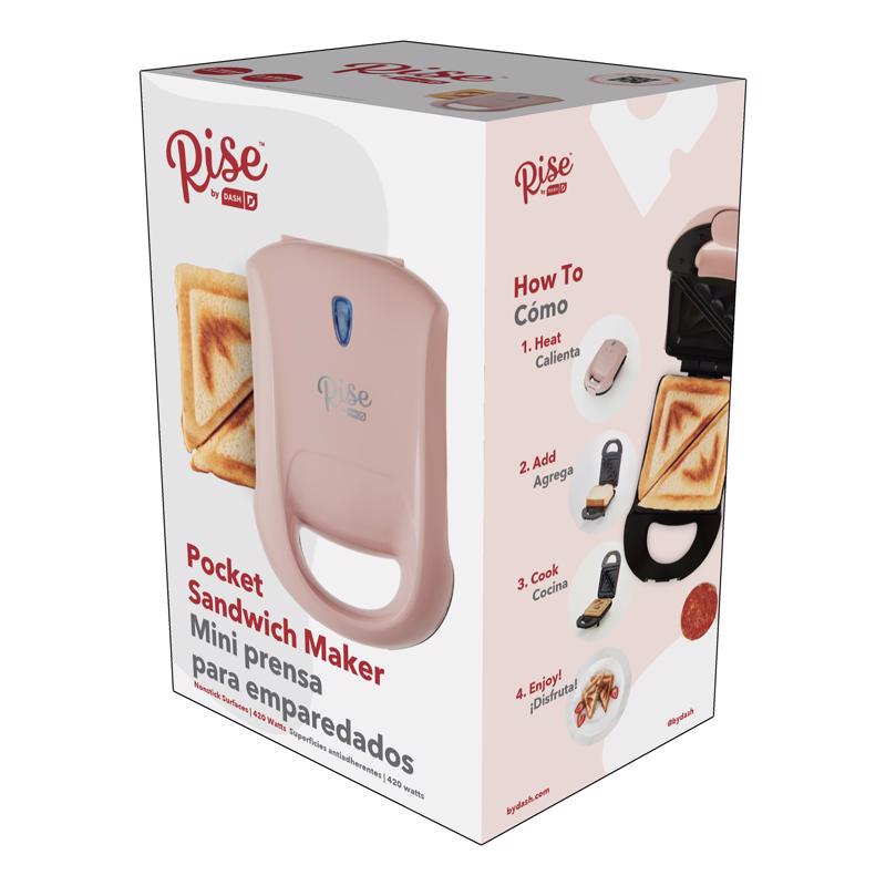 Rise by Dash RPM100GBRS06 Nonstick Surface Sandwich Grill, Pink