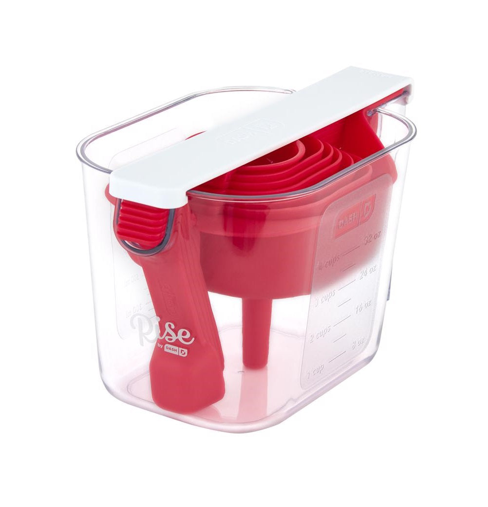 Rise by Dash RSMS150GBRR24 Measuring Cup Set, Clear/Red