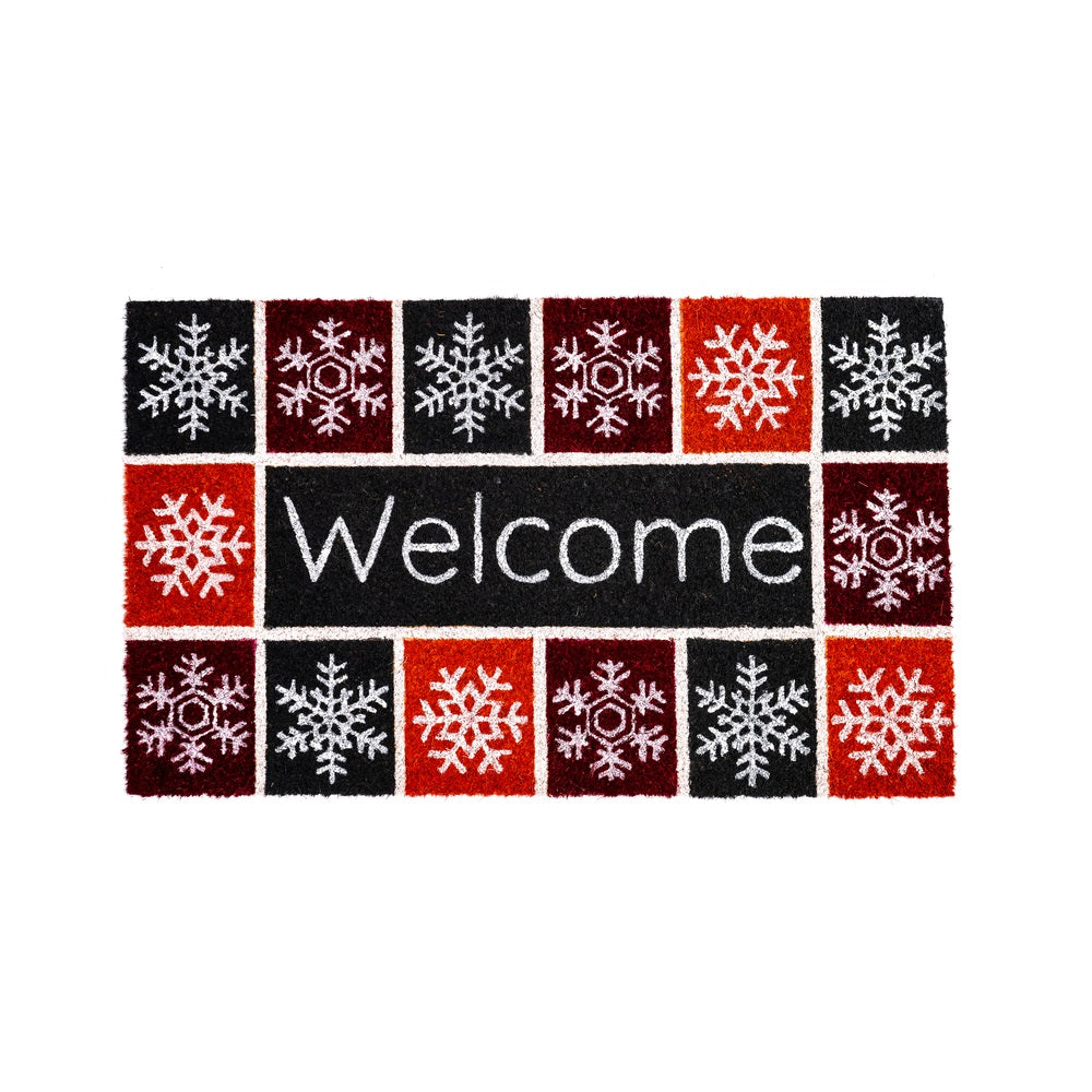 Robert Allen MAT02144 Snowflake Welcome Door Mat, Multicolored