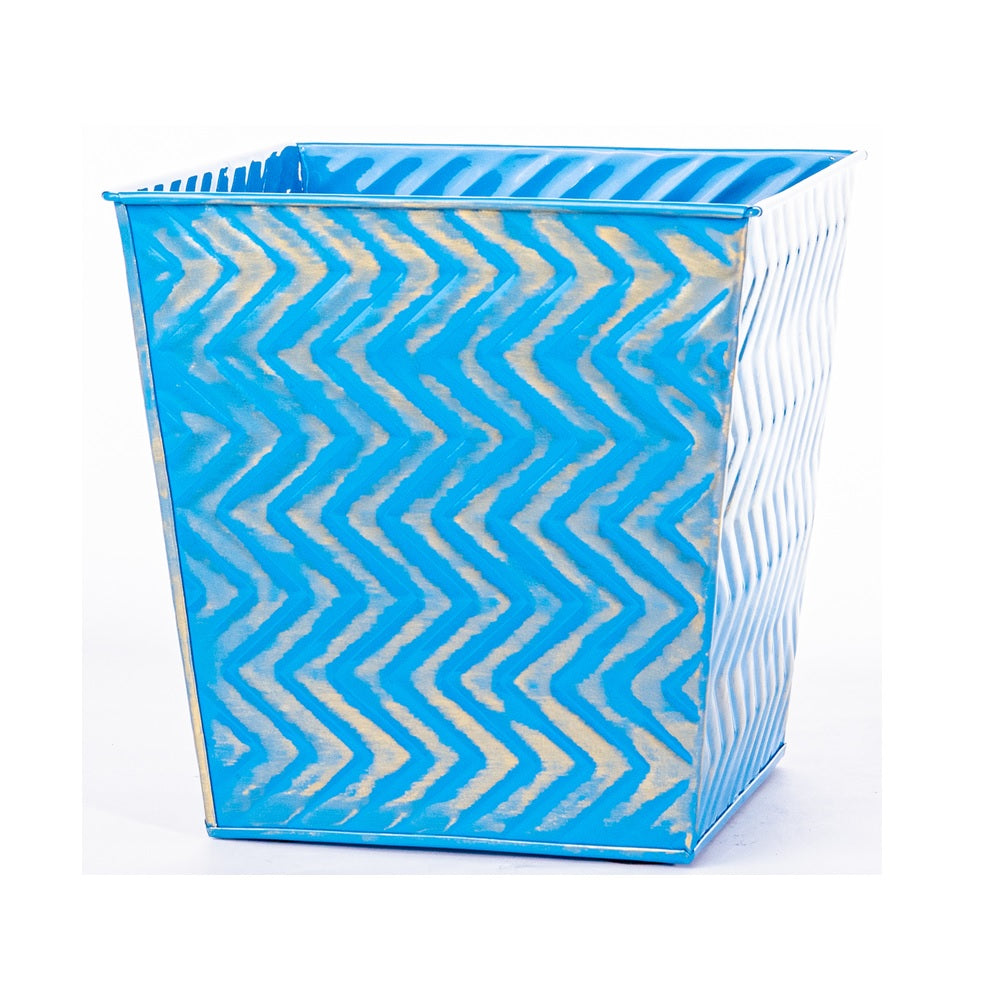 Robert Allen MPT02645 Meridian Chevron Square Planter, Blue