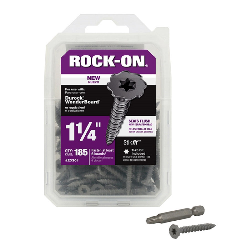 Rock-On 23301  Flat Head Cement Board Screws, NO 9 x 1-1/4", 185 Piece