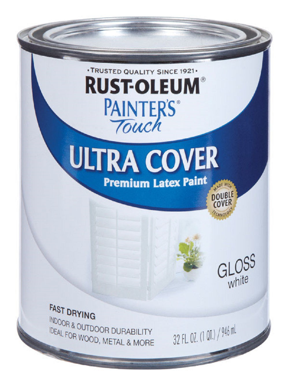 Rust-Oleum 1992502 Painters Touch Ultra Cover Paint, White, 1 qt.