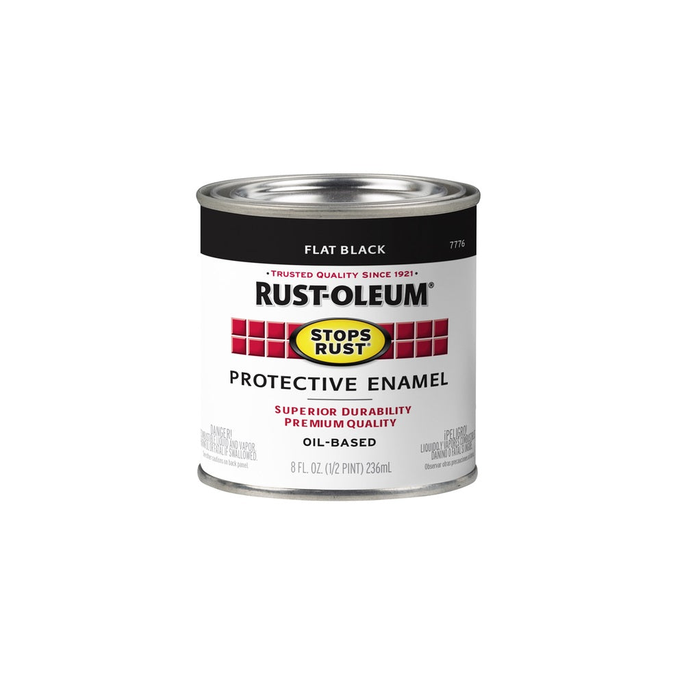 Rust-Oleum 7776-730 Stops Rust Oil-Based Enamel Protective Paint, Black, 0.5 Pint