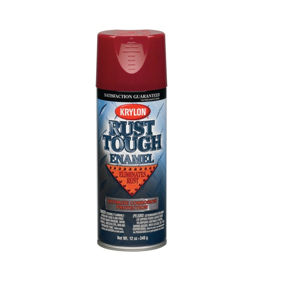 Krylon RTA9210 Rust Tough Spray Paint, 12 Oz, Gloss Radiant Red