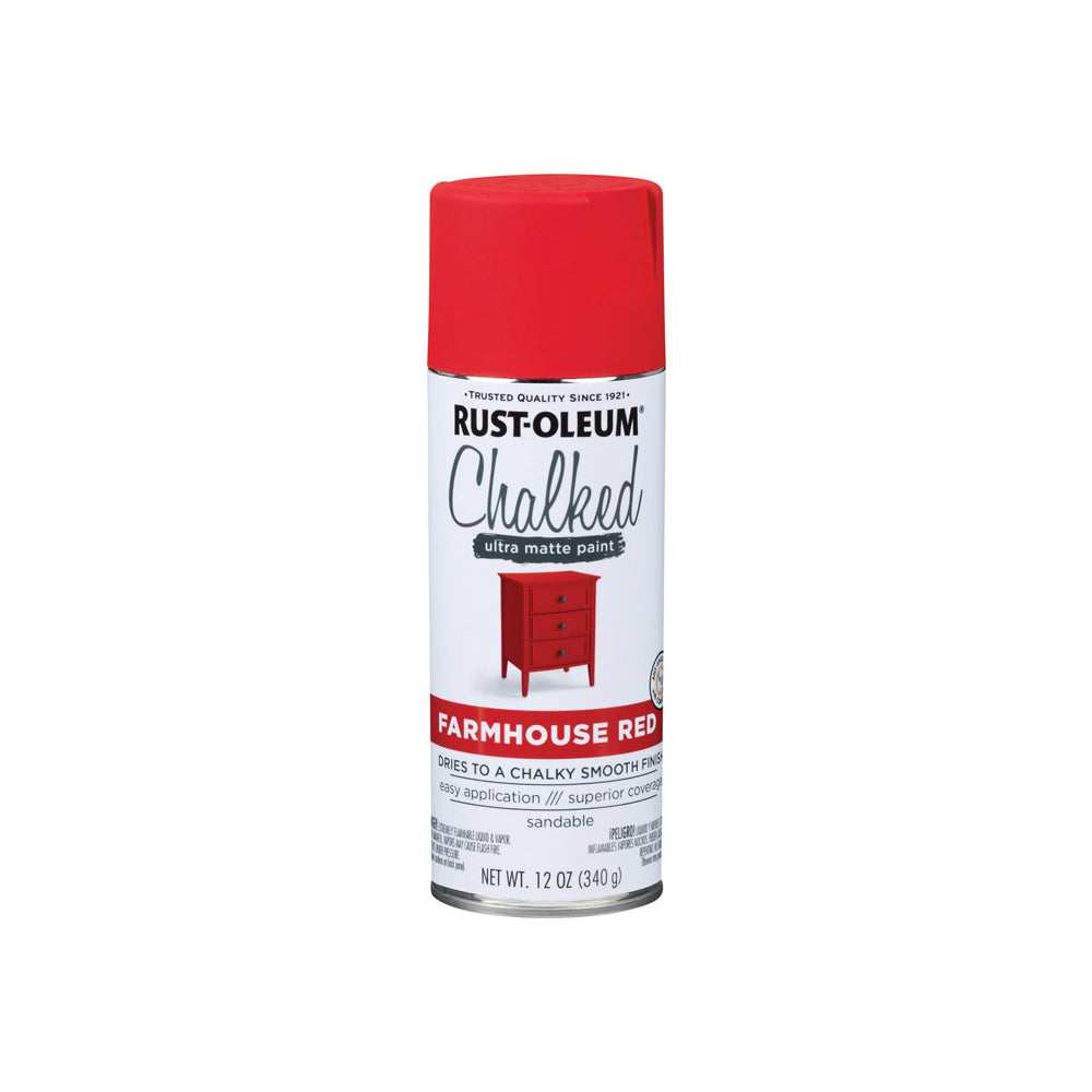 Rust-Oleum 329193 Chalked Ultra Matte Paint, Farmhouse Red, 12"