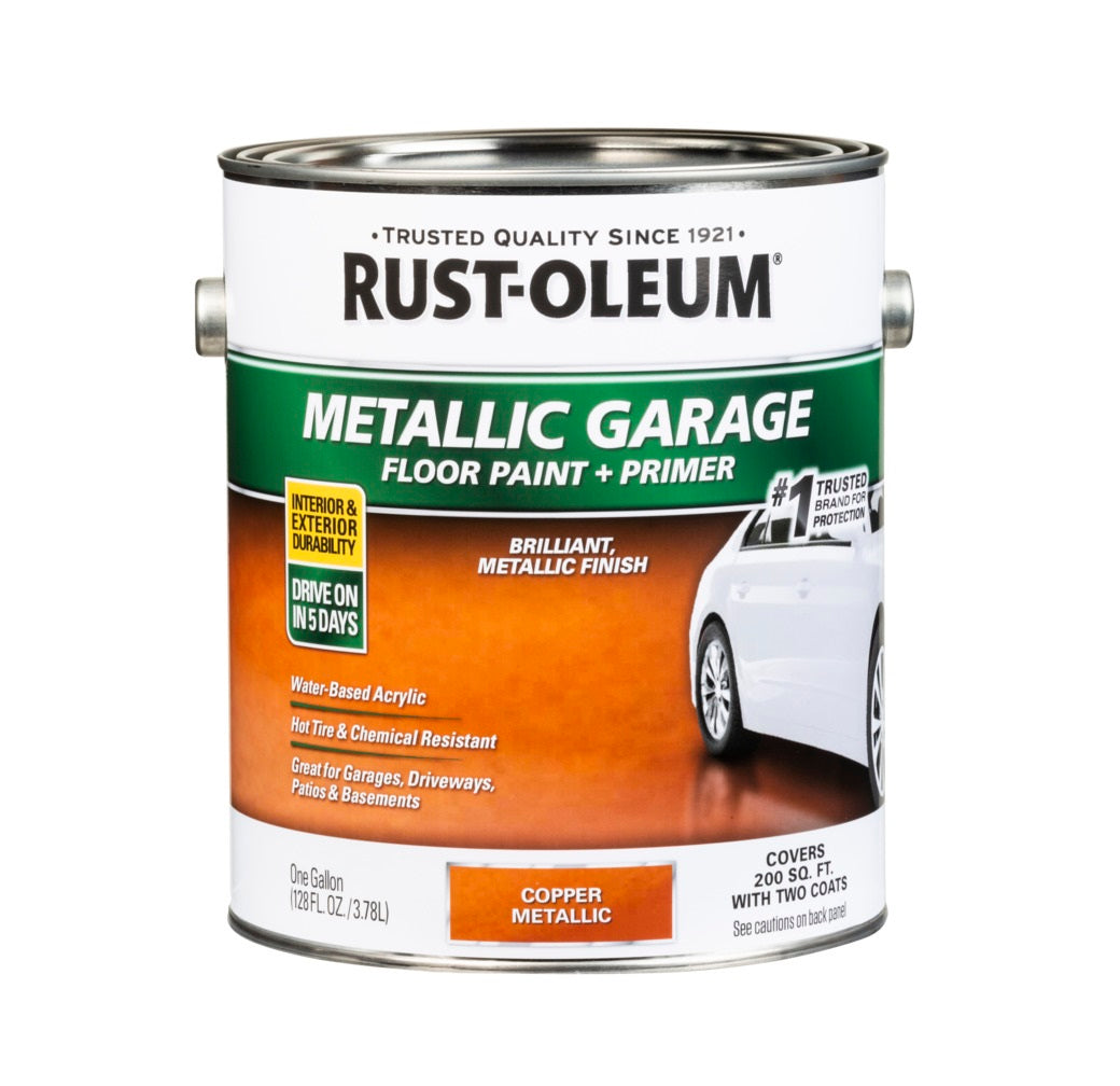 Rust-Oleum 349355 Concrete and Garage Metallic Floor Paint, Copper, Metallic, 1 Gallon