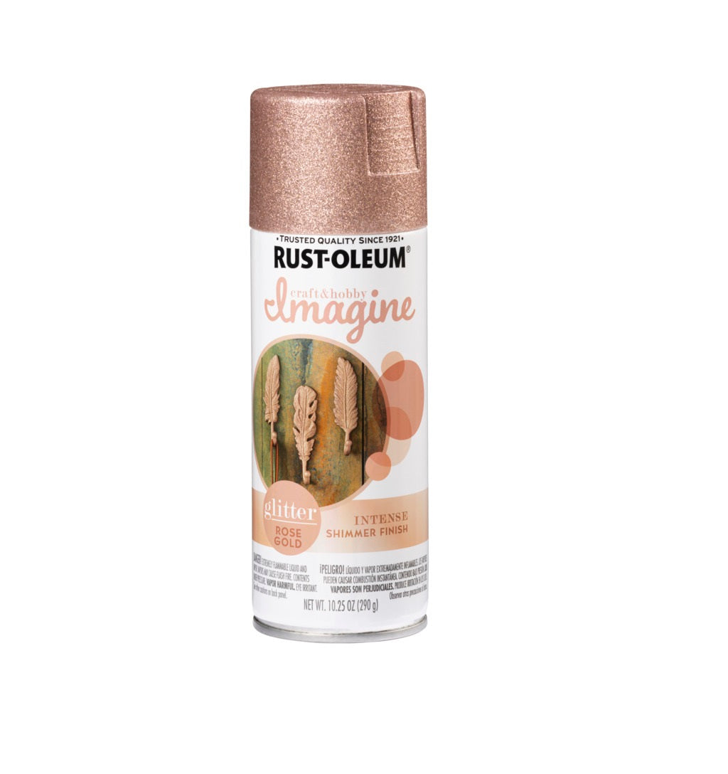 Rust-Oleum 354068 Craft & Hobby Imagine Glitter Spray Paint, Glitter Rose Gold, 10.25 Oz