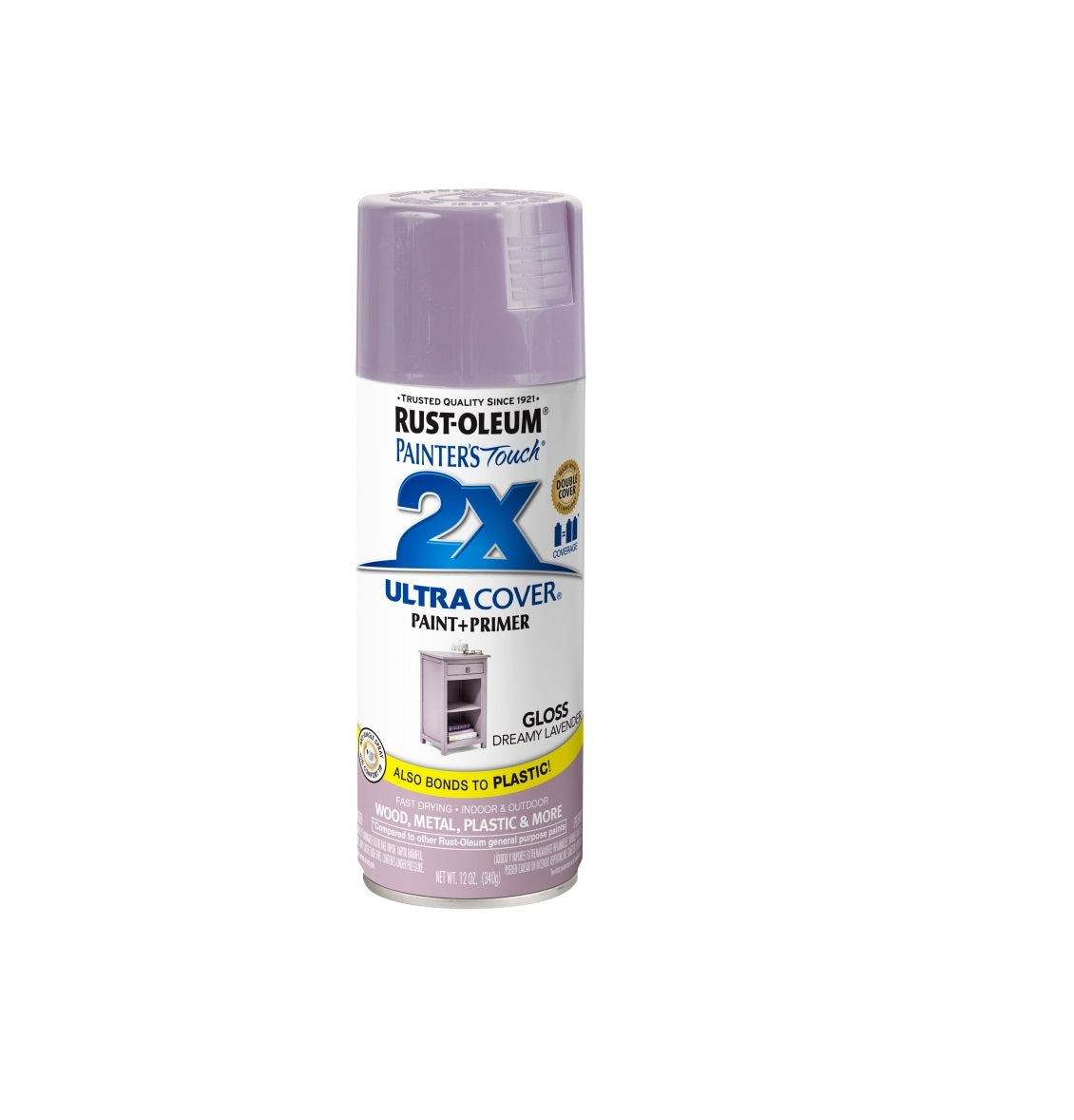 Rust-Oleum 366991 Painter's Touch 2X Ultra Cover Spray Paint, Gloss Dreamy Lavender, 12 Oz