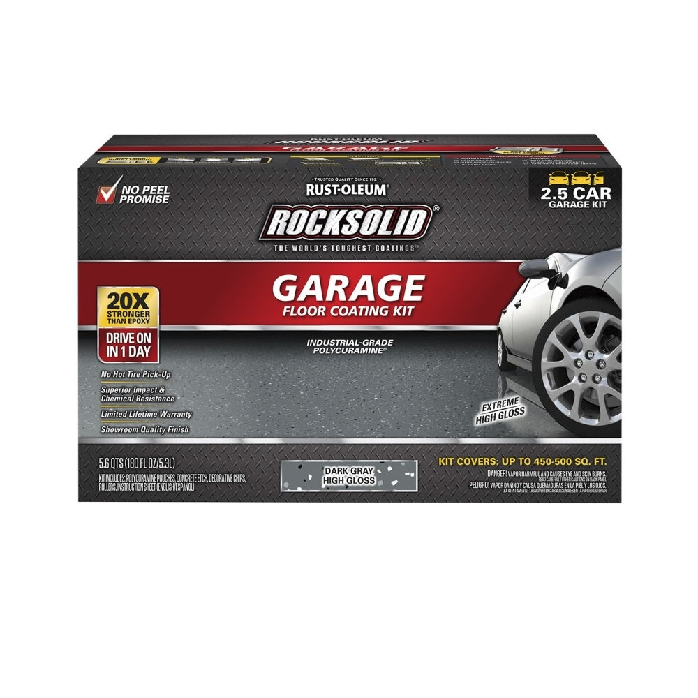Rust-Oleum 317284 RockSolid Polycuramine Garage Floor Coating Kit, Dark Gray