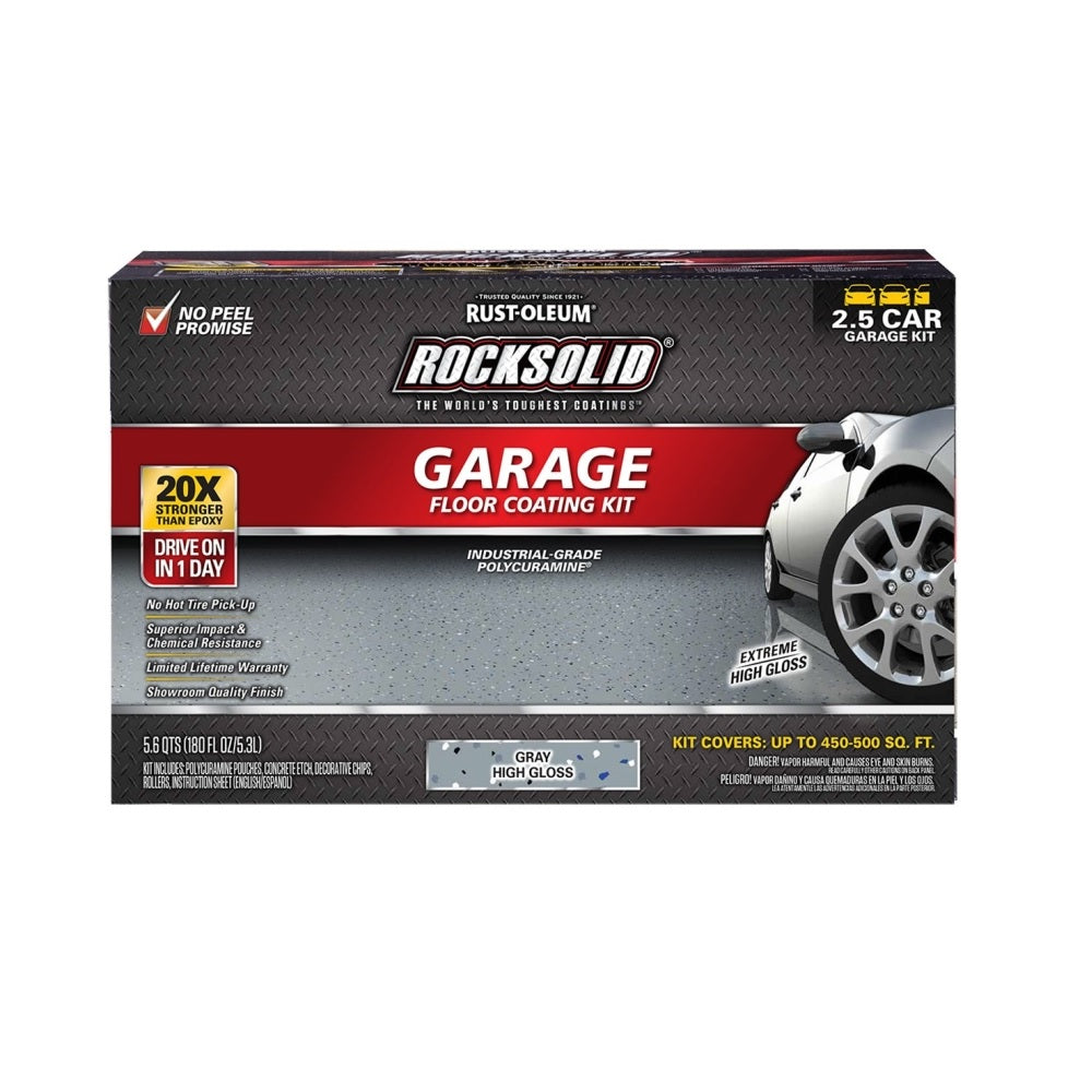 Rust-Oleum 293513 RockSolid Polycuramine Garage Floor Coating Kit, Gray