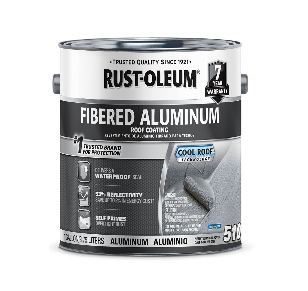 Rust-Oleum 301907 510 Series Roof Coating, Bright Aluminum, 1 Gallon