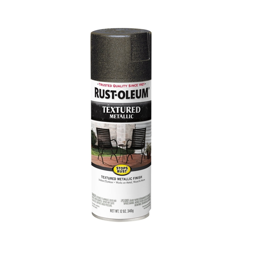 Rust-Oleum 353030 Stops Rust Textured Metallic Spray Paint, 12 Oz